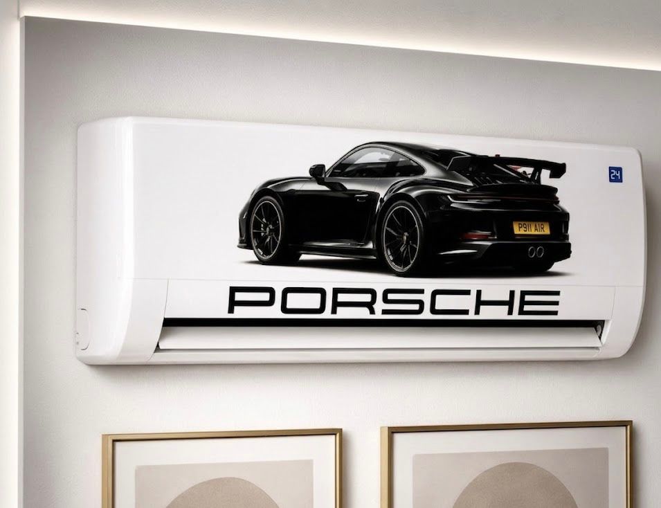 Black Porsche Car AC Sticker | Premium Luxury Car Design Split AC Wall Sticker for Home, Bedroom & Gaming Room