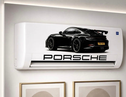 Black Porsche Car AC Sticker | Premium Luxury Car Design Split AC Wall Sticker for Home, Bedroom & Gaming Room