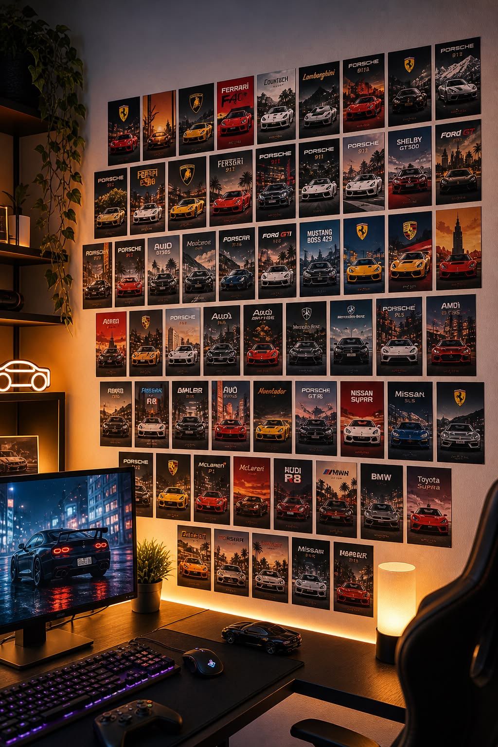 Aesthetic HD Car Wall Collage Kit || 24pcs (4x6inch) car Aesthetic Posters For Room Decoration Water Resistant Paper Comes With Adhesive Tape (Car)