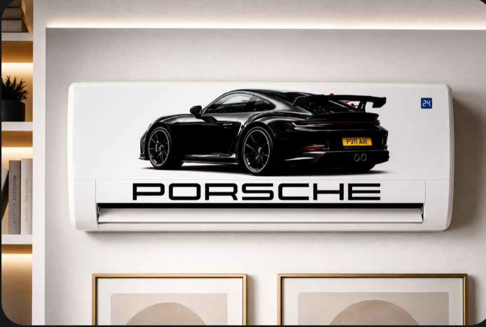 Black Porsche Car AC Sticker | Premium Luxury Car Design Split AC Wall Sticker for Home, Bedroom & Gaming Room