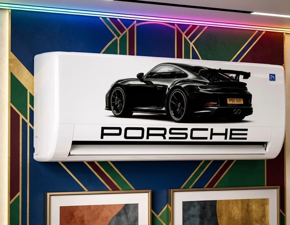 Black Porsche Car AC Sticker | Premium Luxury Car Design Split AC Wall Sticker for Home, Bedroom & Gaming Room
