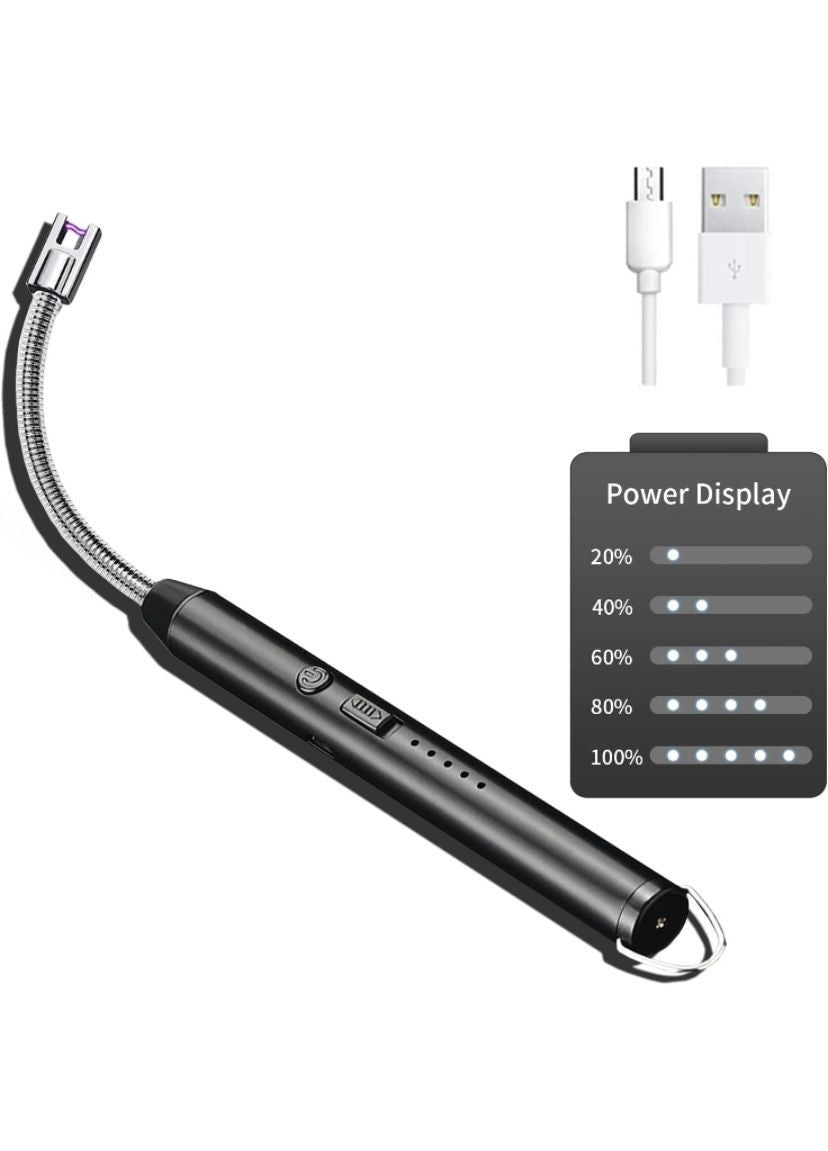 Electric Lighter for Candles Rechargeable Electric Gas Lighter Home Use Candle Lighter Plasma Flameless Windproof USB Lighter 360° Flexible Neck Arc Lighter