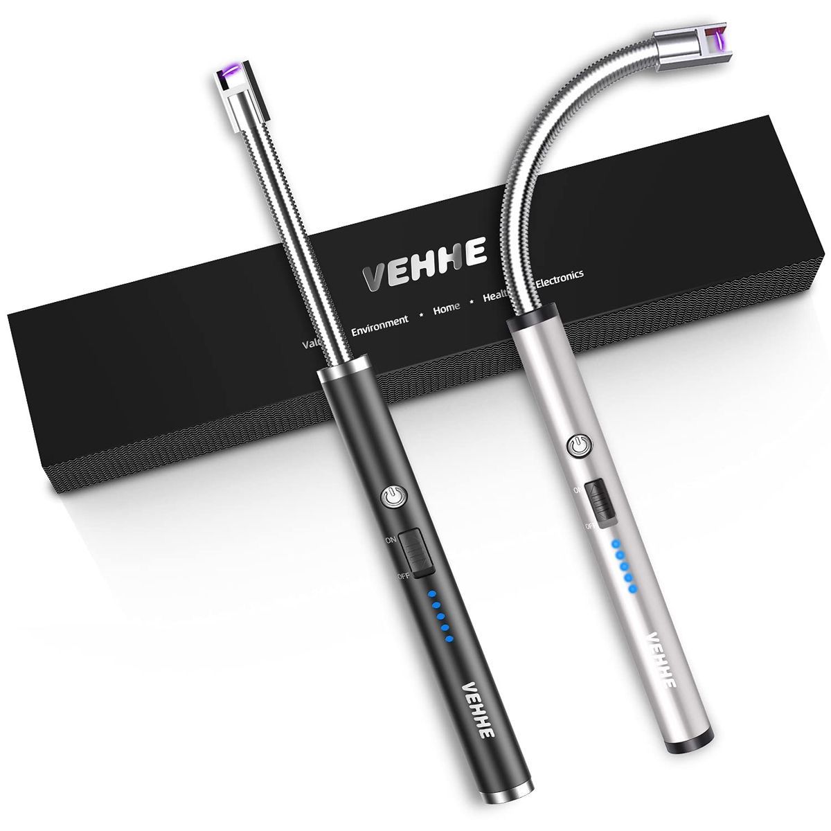 Electric Lighter for Candles Rechargeable Electric Gas Lighter Home Use Candle Lighter Plasma Flameless Windproof USB Lighter 360° Flexible Neck Arc Lighter