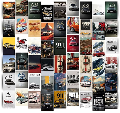 Aesthetic HD Car Wall Collage Kit || 24pcs (4x6inch) car Aesthetic Posters For Room Decoration Water Resistant Paper Comes With Adhesive Tape (Car)
